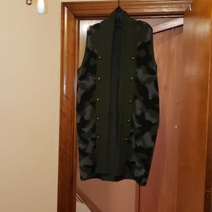 Lane Bryant Camo Sweater Duster Vest